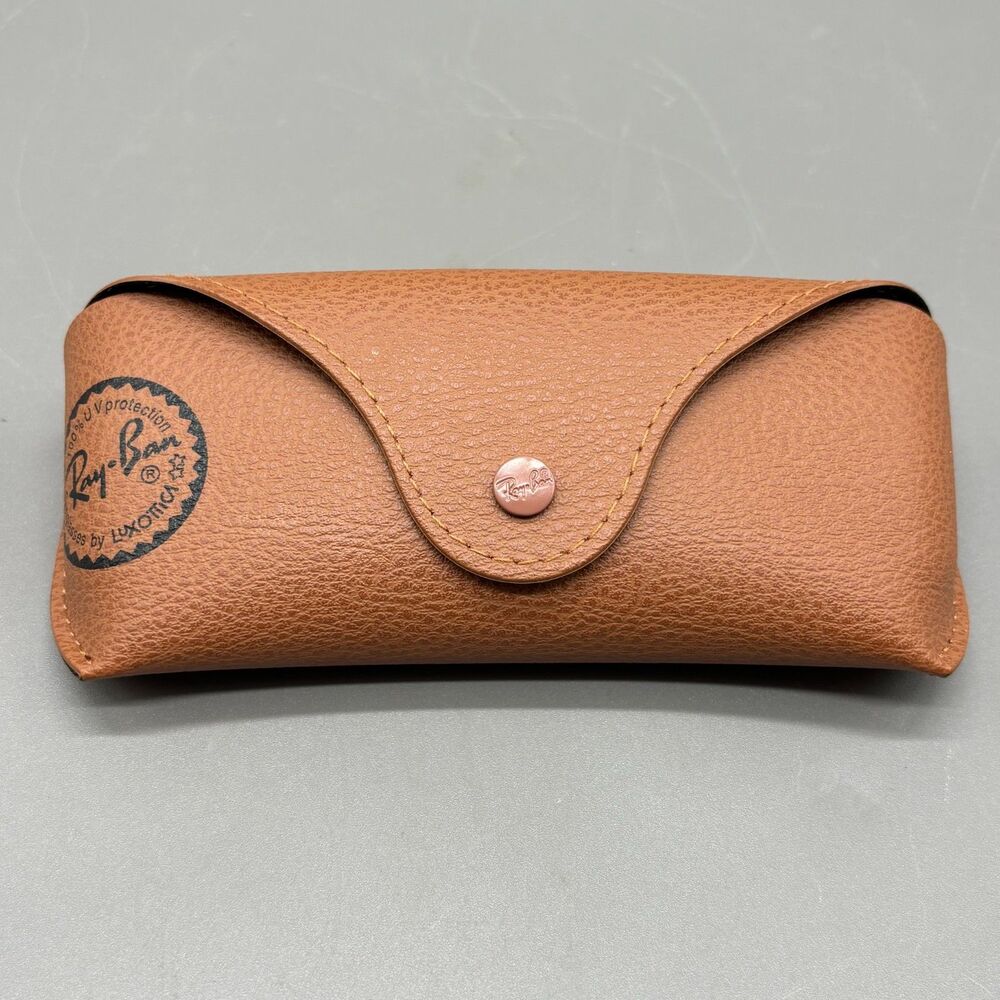 Ray-Ban Luxottica Brown Faux Leather Eyeglass Sunglasses Semi-Hard Case Snap
